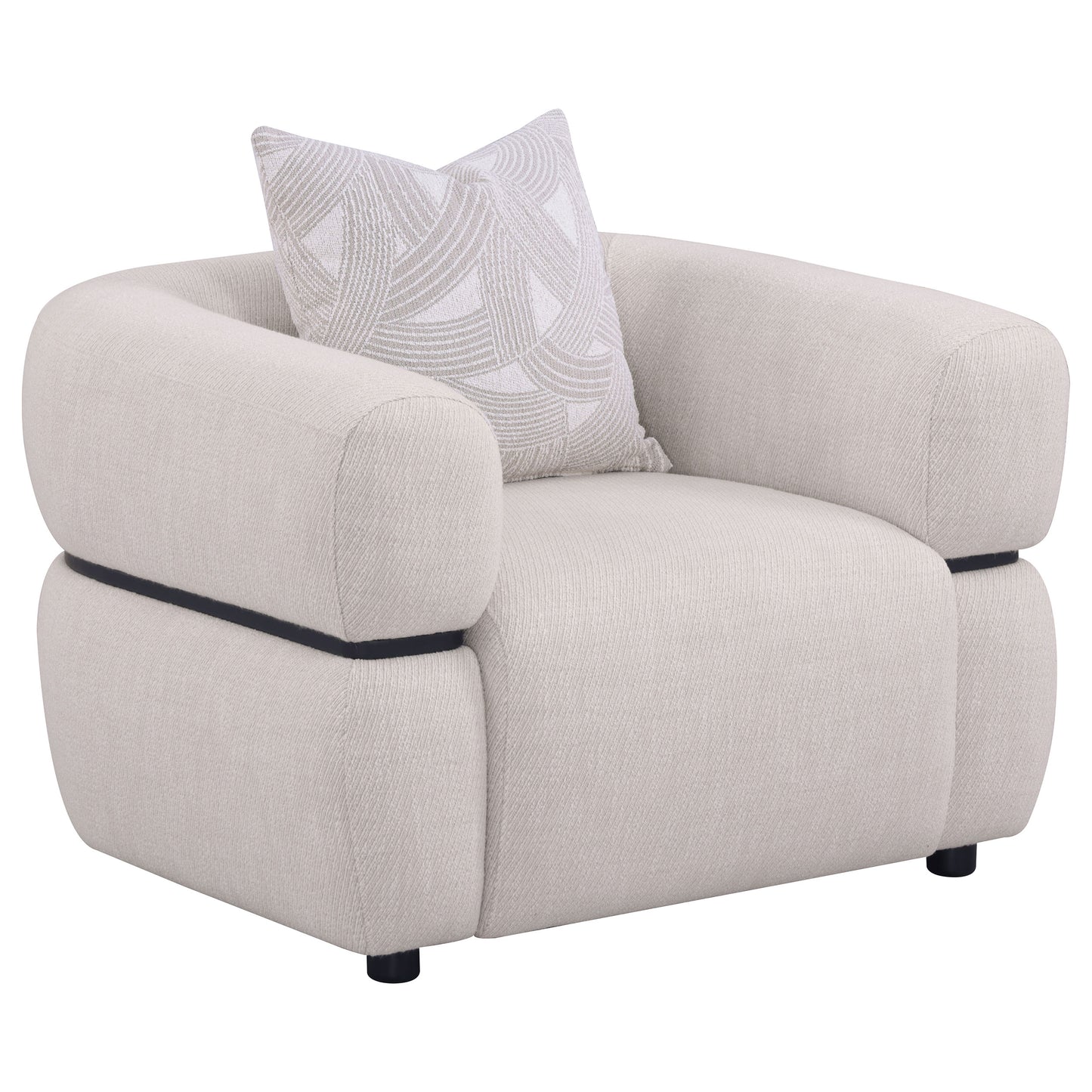 Jeanette Fabric Upholstered Round Arm Sofa Set Beige