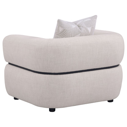 Jeanette Fabric Upholstered Round Arm Sofa Set Beige