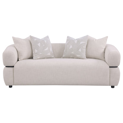 Jeanette 84-inch Fabric Upholstered Round Arm Sofa Beige