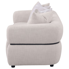 Jeanette 84-inch Fabric Upholstered Round Arm Sofa Beige