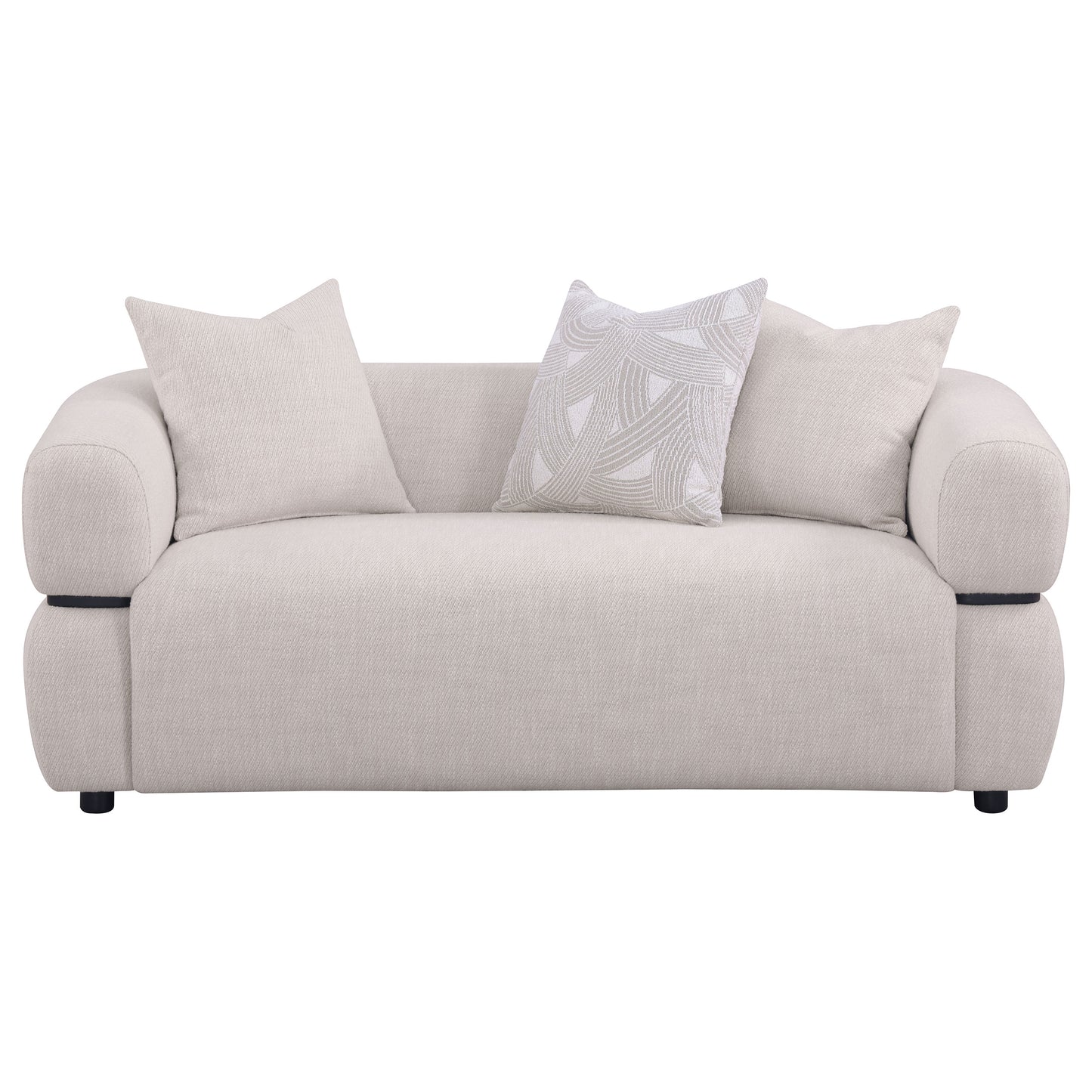 Jeanette 73-inch Fabric Upholstered Round Arm Loveseat Beige