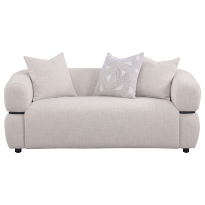 Jeanette 73-inch Fabric Upholstered Round Arm Loveseat Beige