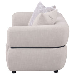 Jeanette 73-inch Fabric Upholstered Round Arm Loveseat Beige
