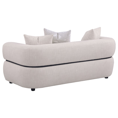 Jeanette 73-inch Fabric Upholstered Round Arm Loveseat Beige