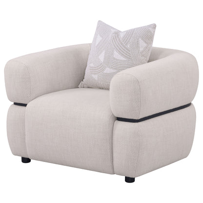 Jeanette Fabric Upholstered Round Arm Accent Chair Beige