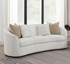 Sofá Rainn Boucle tapizado con brazos inclinados color Latte