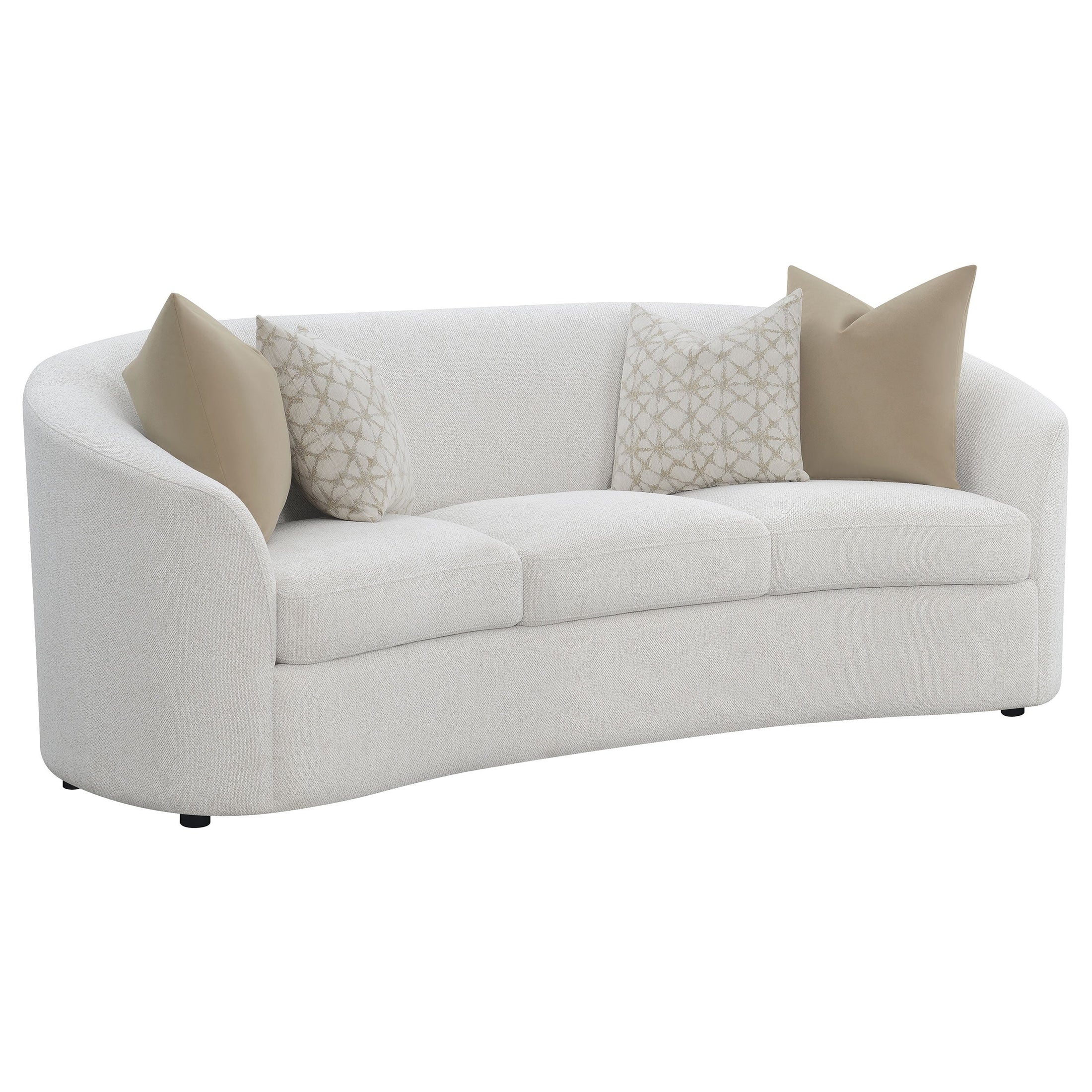 Sofá Rainn Boucle tapizado con brazos inclinados color Latte