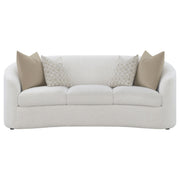 Sofá Rainn Boucle tapizado con brazos inclinados color Latte