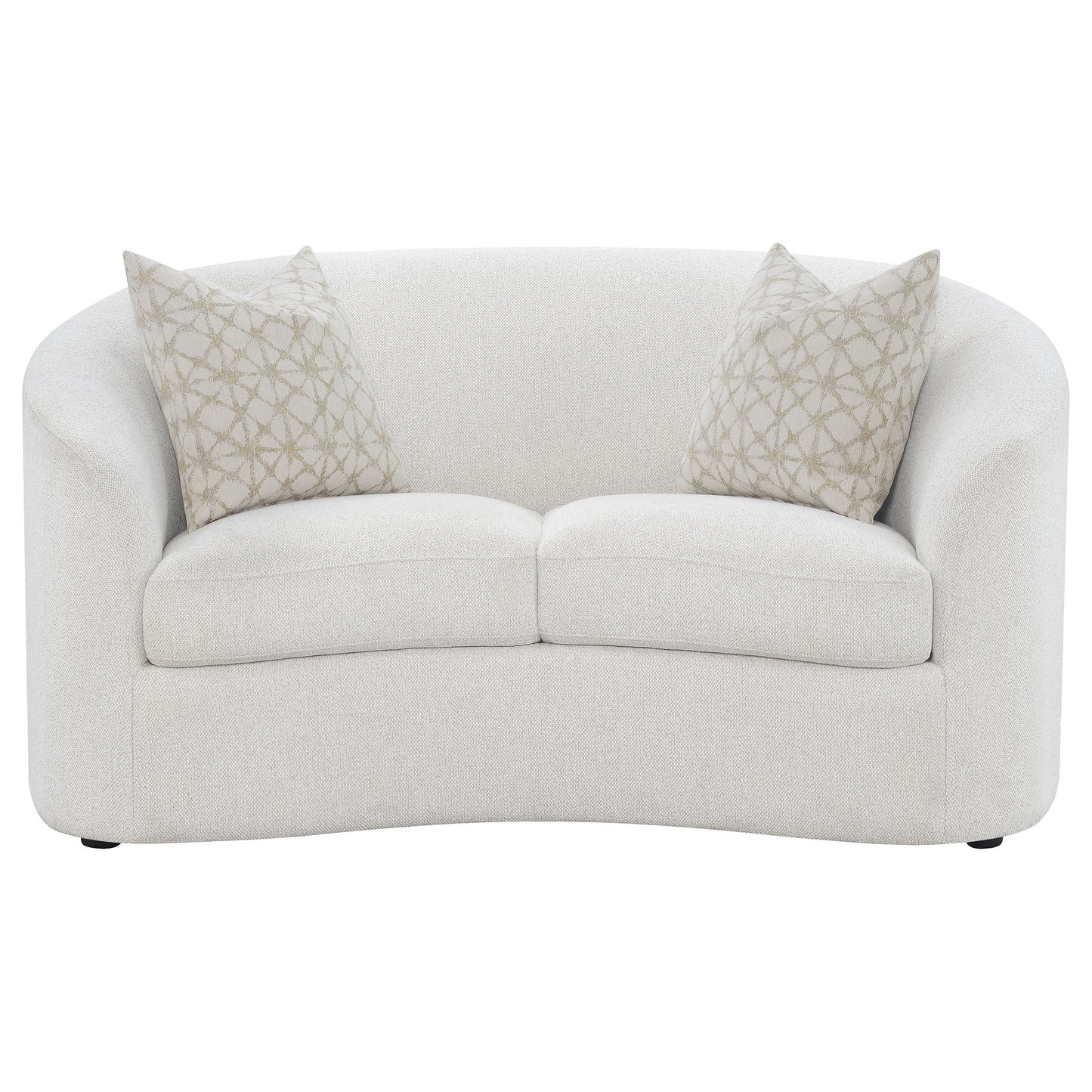 Loveseat Rainn Boucle tapizado con brazos inclinados color Latte