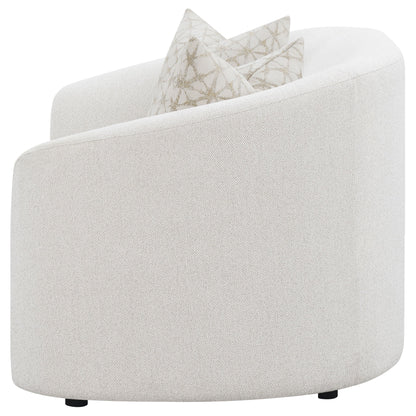 Loveseat Rainn Boucle tapizado con brazos inclinados color Latte