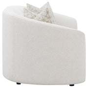 Loveseat Rainn Boucle tapizado con brazos inclinados color Latte