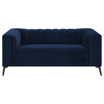 Chalet Upholstered Tuxedo Arm Tufted Loveseat Blue
