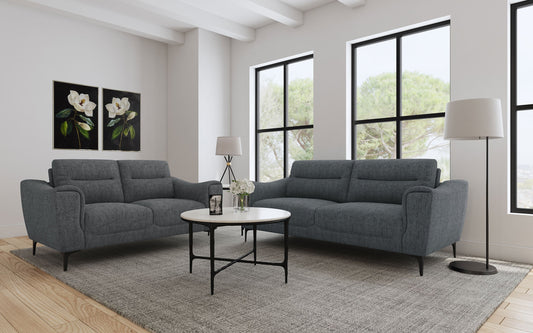 Nolan 2-Piece Charcoal Sofa Set