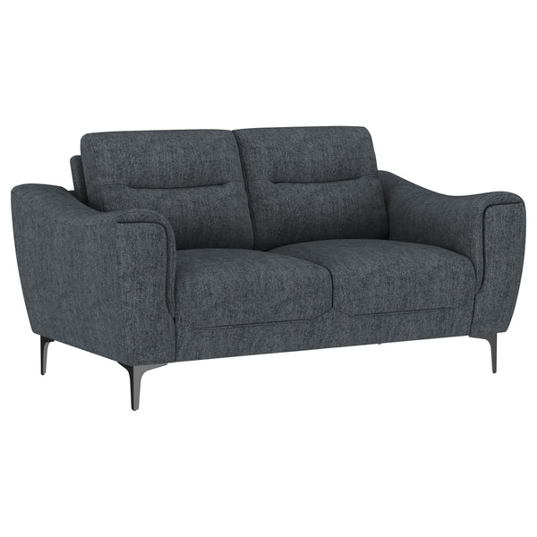 Loveseat Nolan con brazos inclinados y tapizado en color carbón