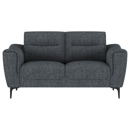 Loveseat Nolan con brazos inclinados y tapizado en color carbón