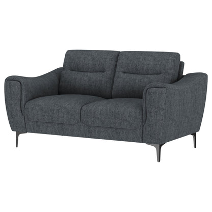 Loveseat Nolan con brazos inclinados y tapizado en color carbón