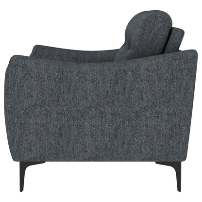 Loveseat Nolan con brazos inclinados y tapizado en color carbón
