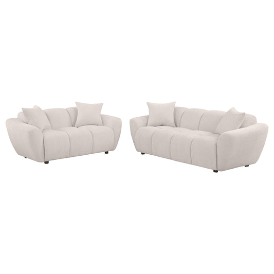 Destino Chenille Splayed Arm Sofa Set Greige