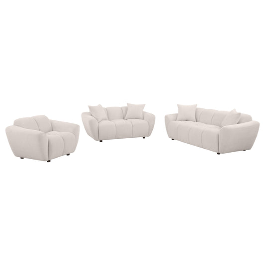 Destino Chenille Splayed Arm Sofa Set Greige