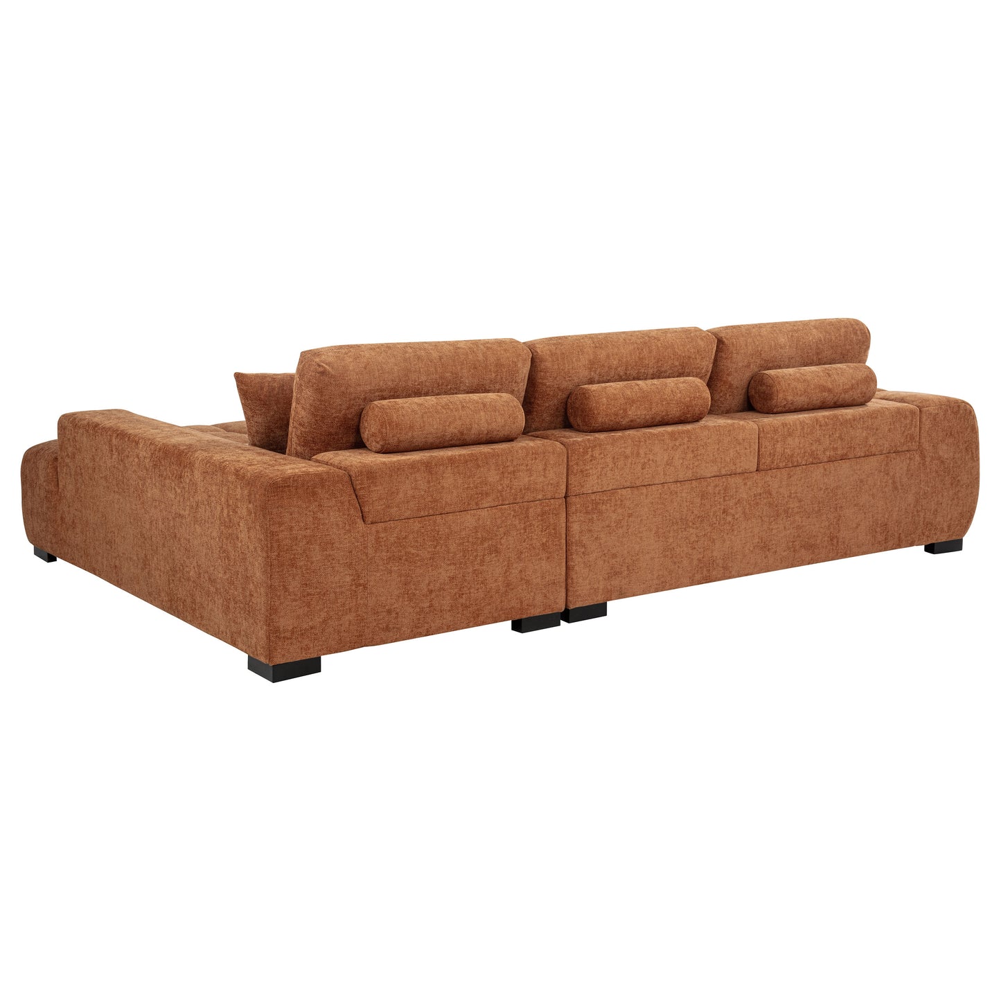 Octavia Fabric Upholstered Sectional Chaise Sofa Orange