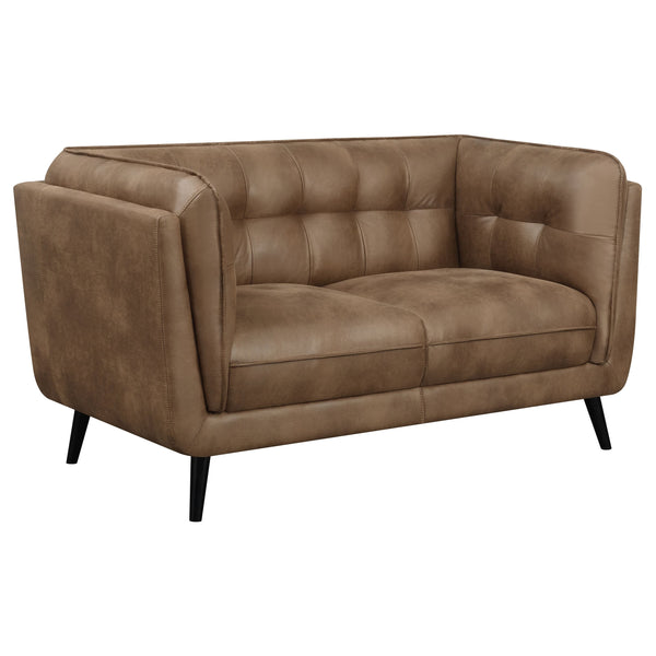 Loveseat capitoné con brazos tipo esmoquin tapizados Thatcher en marrón