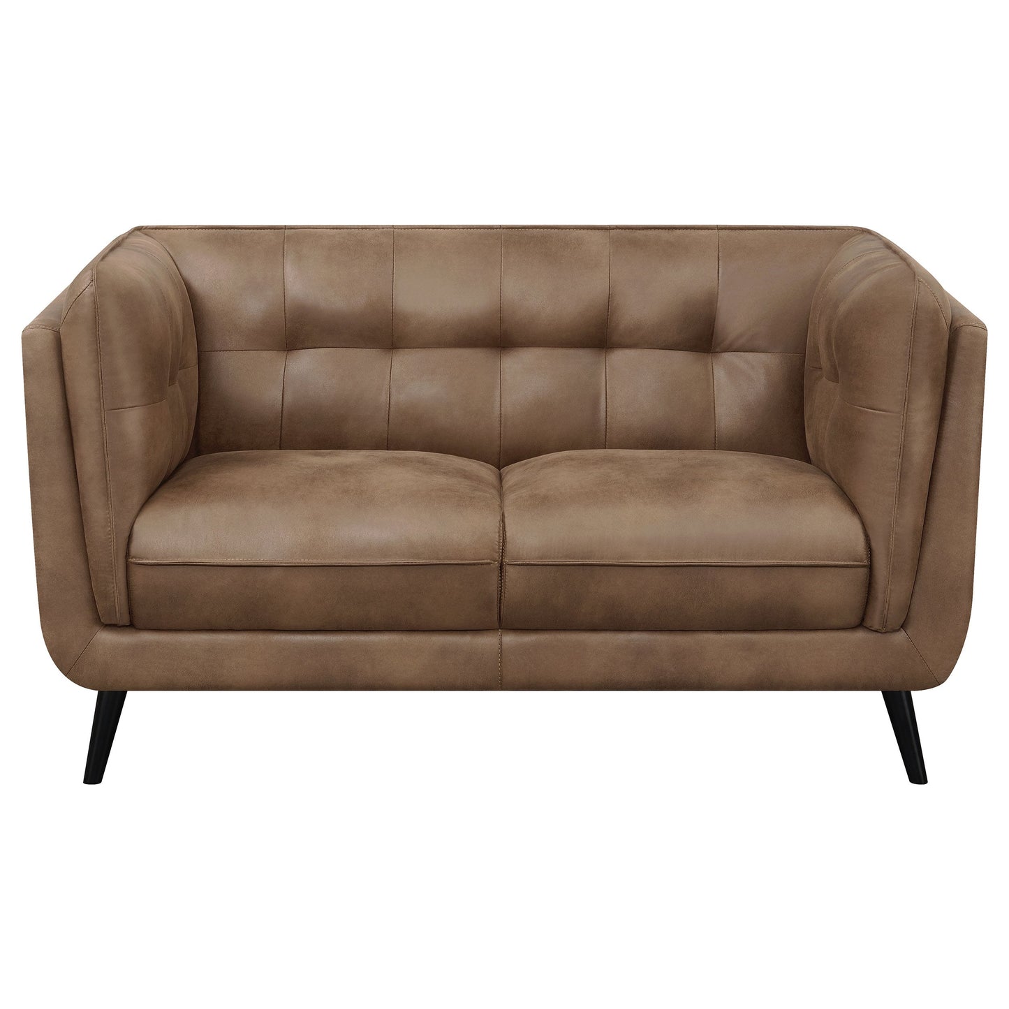 Loveseat capitoné con brazos tipo esmoquin tapizados Thatcher en marrón