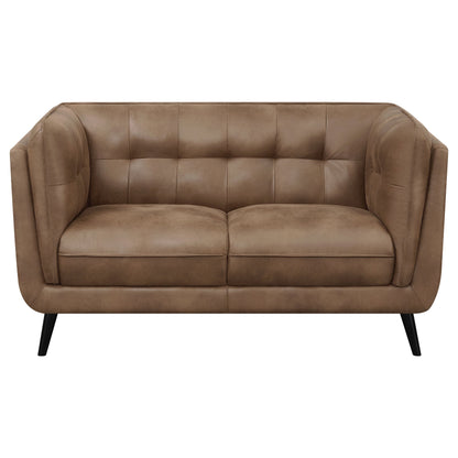 Loveseat capitoné con brazos tipo esmoquin tapizados Thatcher en marrón
