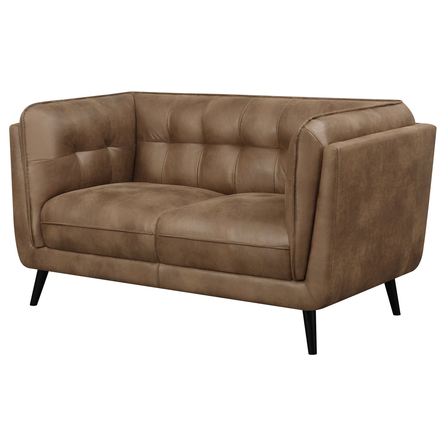 Loveseat capitoné con brazos tipo esmoquin tapizados Thatcher en marrón
