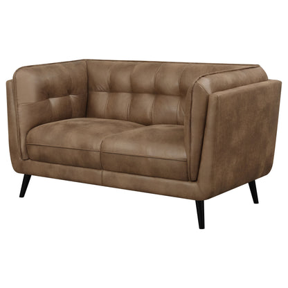 Loveseat capitoné con brazos tipo esmoquin tapizados Thatcher en marrón