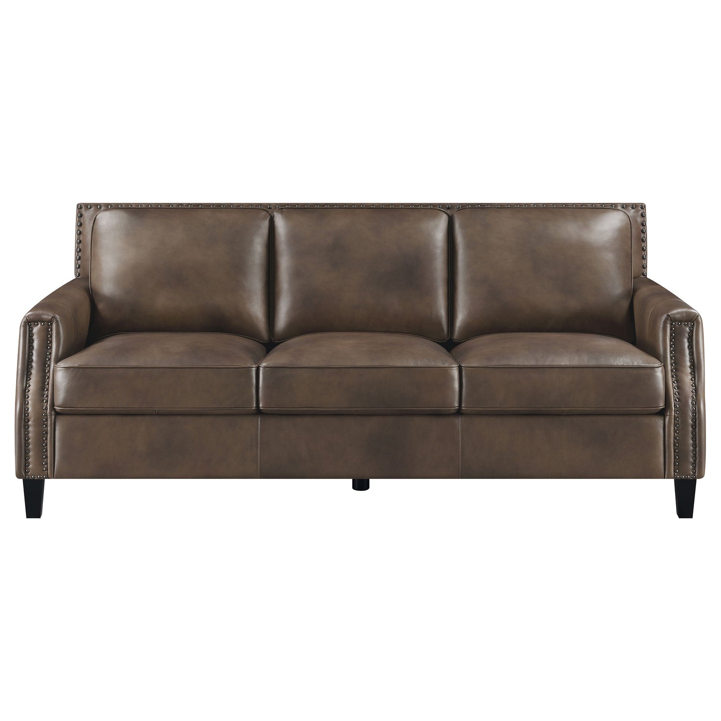 Leaton Upholstered Recessed Arm Sofa Set Brown Sugar
