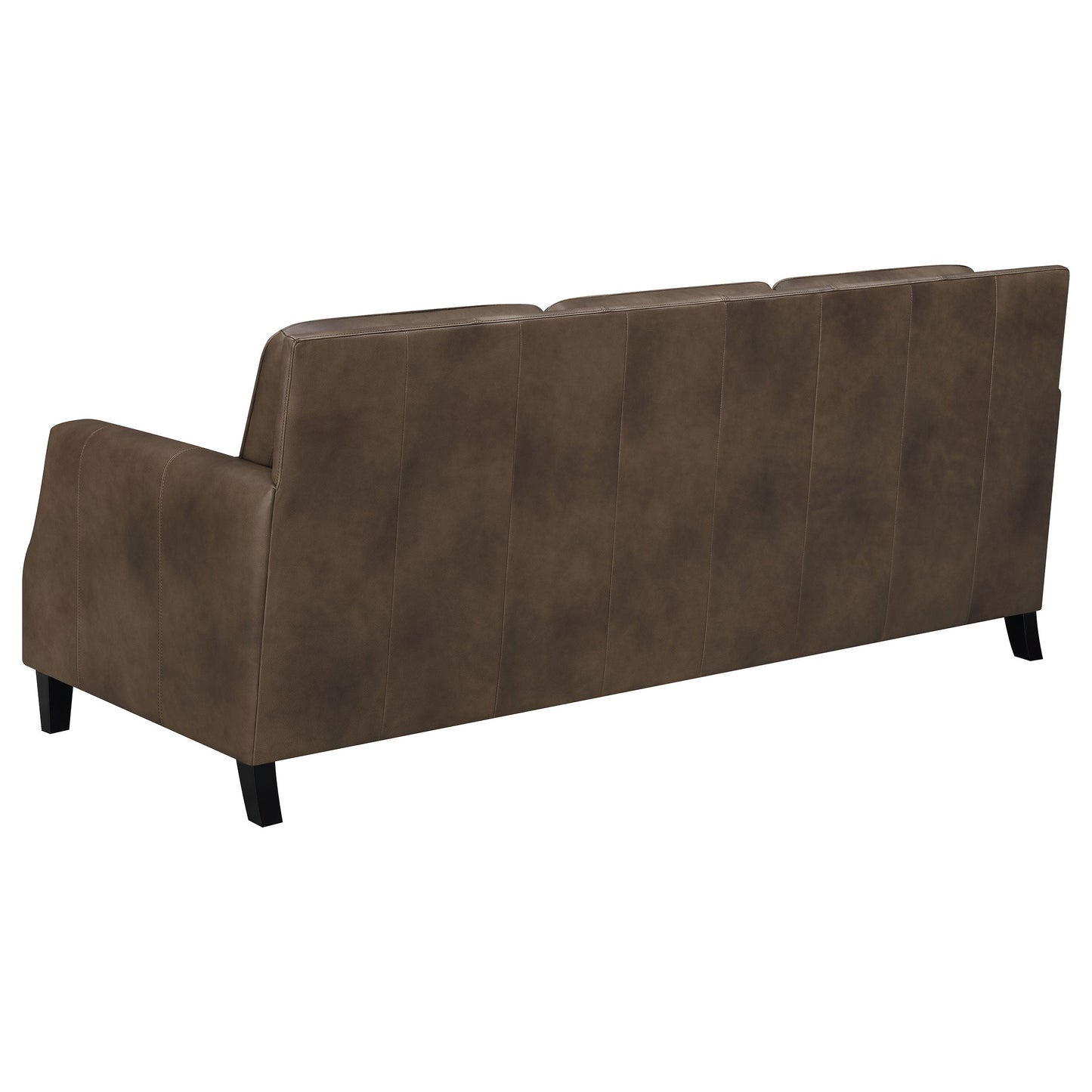 Leaton Upholstered Recessed Arm Sofa Set Brown Sugar