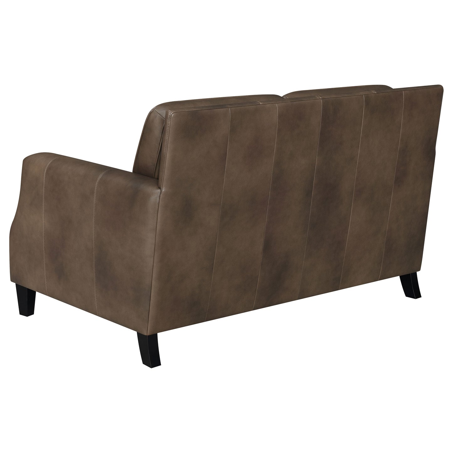 Leaton Upholstered Recessed Arm Sofa Set Brown Sugar