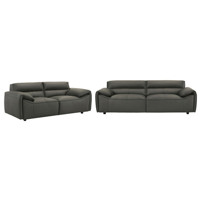 Buxton 2-piece Leather Upholstered Sofa Set Graphite