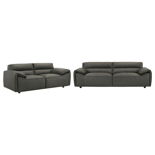 Buxton 2-piece Leather Upholstered Sofa Set Graphite