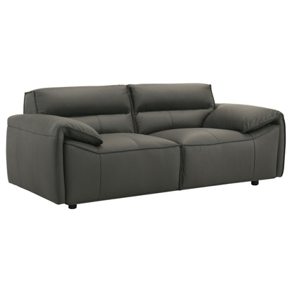 Buxton Top Grain Leather Upholstered Loveseat Graphite