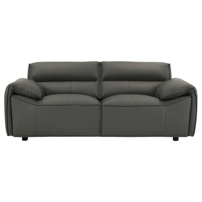 Buxton Top Grain Leather Upholstered Loveseat Graphite