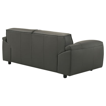 Buxton Top Grain Leather Upholstered Loveseat Graphite