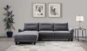 Sofá seccional Caspian con chaise longue y brazos curvos, tapizado en gris