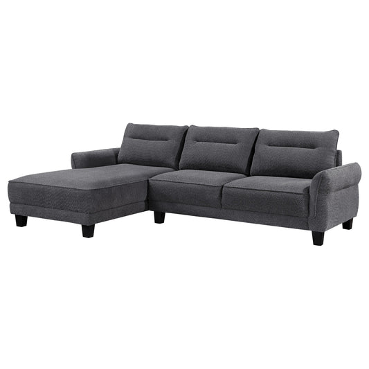Sofá seccional Caspian con chaise longue y brazos curvos, tapizado en gris