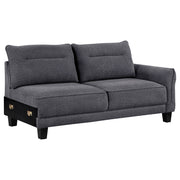 Sofá seccional Caspian con chaise longue y brazos curvos, tapizado en gris
