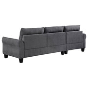 Sofá seccional Caspian con chaise longue y brazos curvos, tapizado en gris