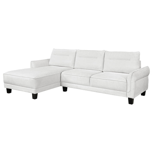 Sofá seccional Caspian con chaise longue y brazos curvos, tapizado en gris