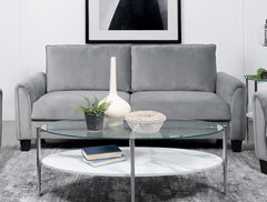 Sofá tapizado Davis con brazos enrollados, gris