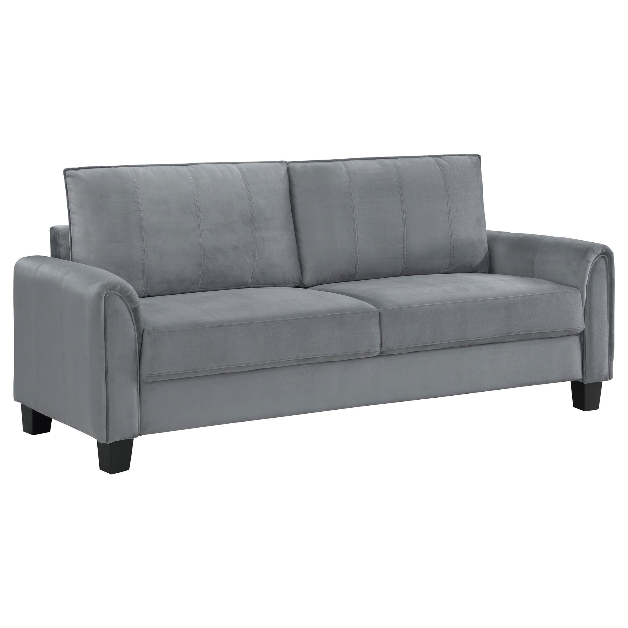Sofá tapizado Davis con brazos enrollados, gris