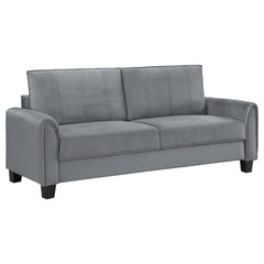 Sofá tapizado Davis con brazos enrollados, gris