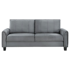 Sofá tapizado Davis con brazos enrollados, gris