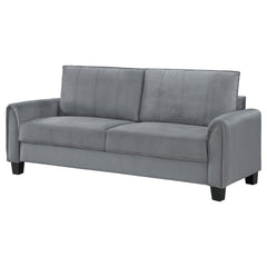 Sofá tapizado Davis con brazos enrollados, gris