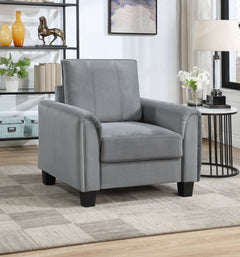 Sillón tapizado con brazos enrollados Davis, color gris