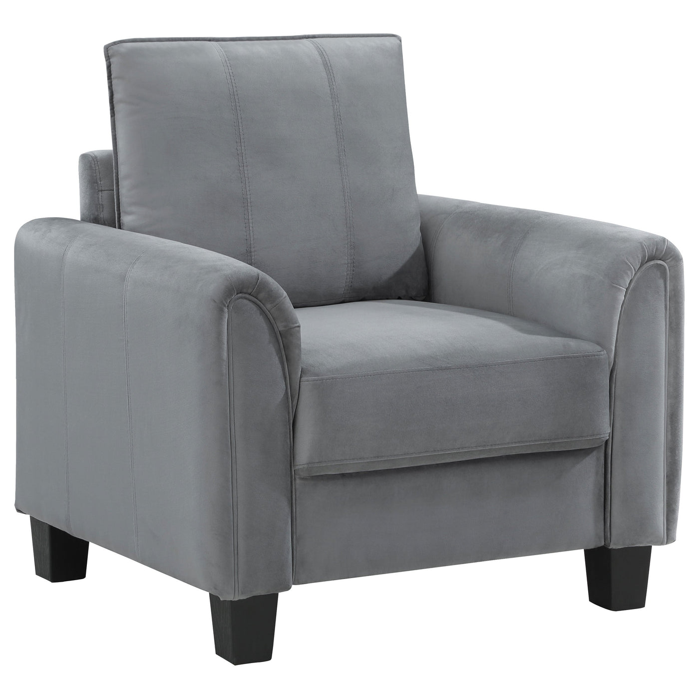 Sillón tapizado con brazos enrollados Davis, color gris