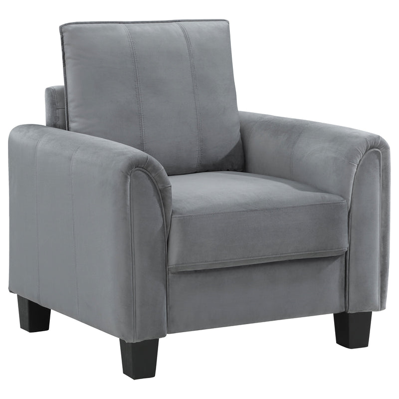 Sillón tapizado con brazos enrollados Davis, color gris